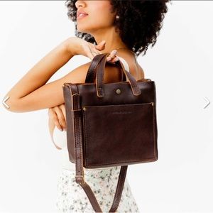 Portland Leather Mini Crossbody Tote - Pebbled Coldbrew